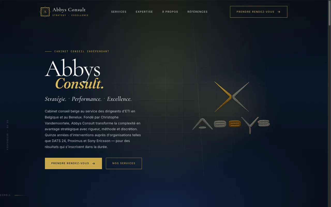 Screenshot of Abbys Consult website